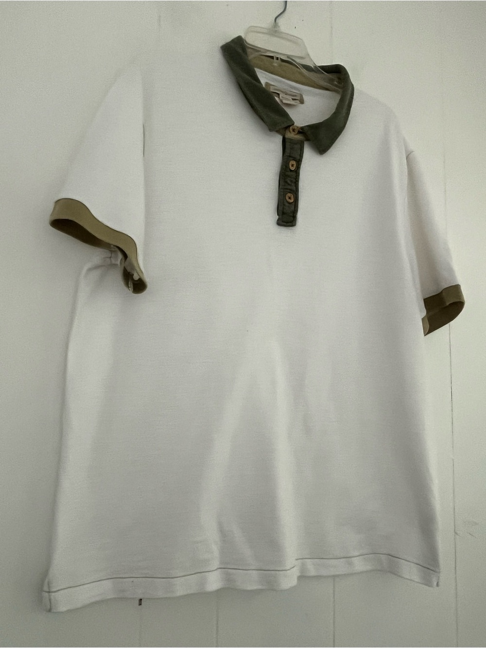Carbon2Cobalt High Contrast Polo White Green Textured Shirt Size XL